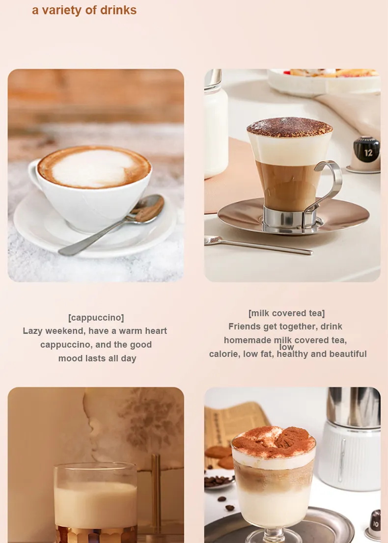 ເຄື່ອງອົບນ້ຳນົມໄຟຟ້າສຳລັບ DIY ເຮັດກາເຟ Latte Cappuccino ນົມໃຫ້ຄວາມຮ້ອນໄວ (4)